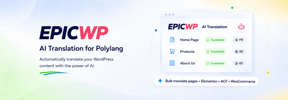EPIC WP Polylang AI Automatic Translation plugin