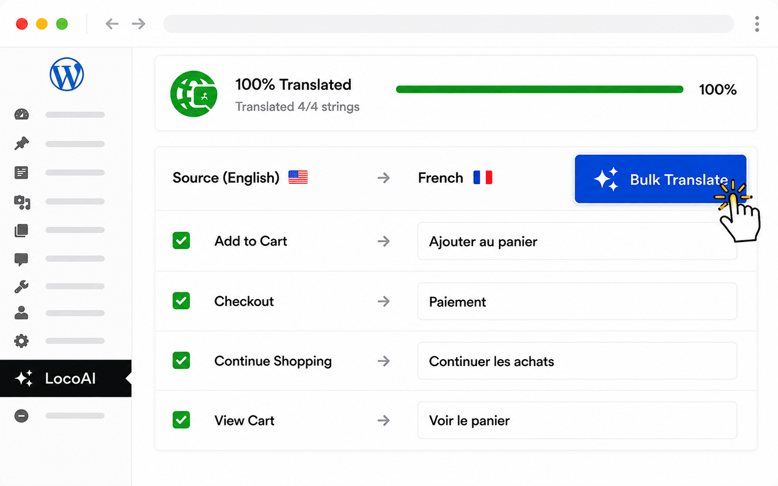 Loco Translate strings AI-translated with Gemini AI via LocoAI