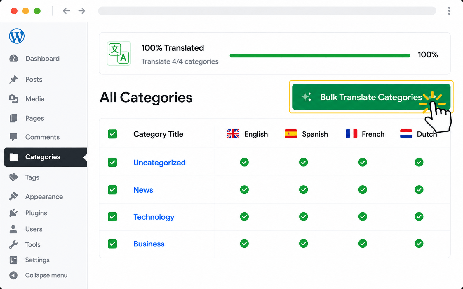 Polylang content after Categories & Tags Translation with AutoPoly