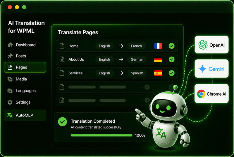 AutoMLP AI translation for WPML